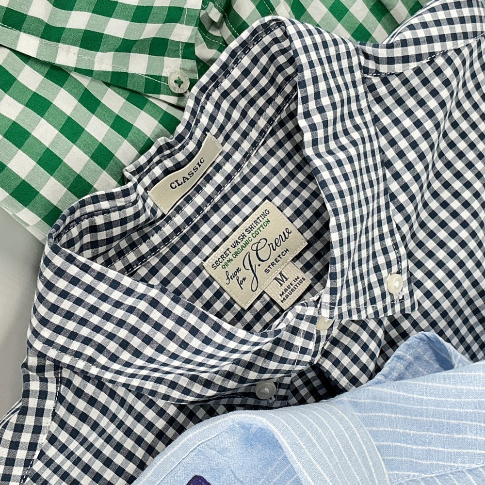 Brooks Brothers J Crew Alan Flusser Mens Size M Button Down Shirts Gingham Linen - Picture 5 of 16